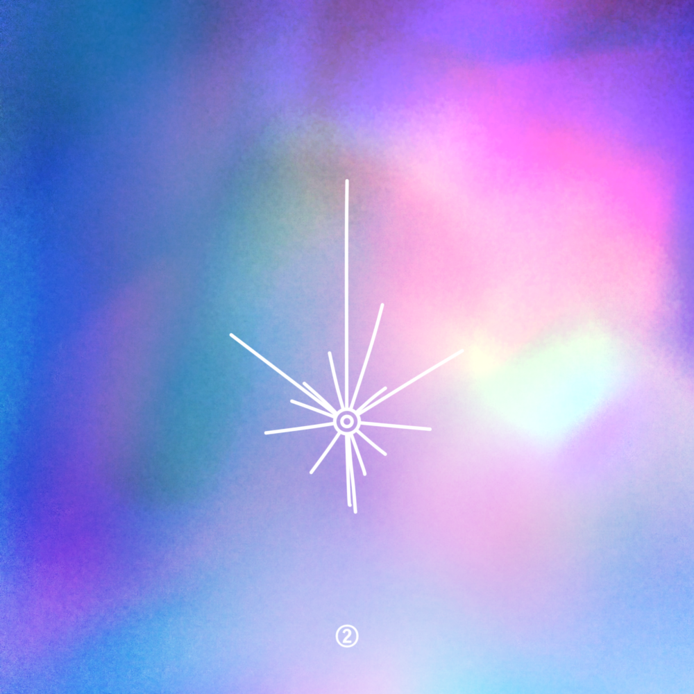 An abstract purple background, with a doodle of the Voyager/Pioneer pulsar map.